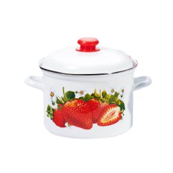 Oala Inalta 2 L, Email, Alba, Model cu Capsuni, Oala Bucatarie, Oale Bucatarie, Oala Email, Oale Email, Oala 2 L, Oale 2 L, Oala de Gatit, Oale de Gatit, Oala Supa, Oale Supe, Oala Ciorba, Oale Ciorba, Oale Emailate, Oala Emailata, Oala din Email