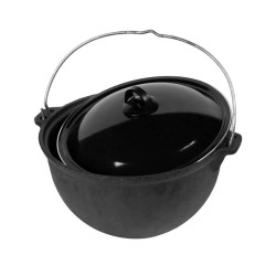 Ceaun Fonta si Capac Tabla, Diametru 36 cm, 16 Litri, 24 cm, Culoare Negra,  Ceaun pentru Gratar, Ceaun Soba, Ceaune Gatire Mancare, Ceaun din Fonta, Ceaun cu Capac, Ceaune pentru Mancare, Ceaune Negre Fonta