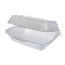 Caserole Hamburger, 194x146x78 mm, 100 Buc/Set, Polistiren Expandat, Culoare Alba, Caserole Polistiren, Caserole Unica Folosinta Hamburgeri, Ambalaje Catering, Cutii Unica Folosinta Hamburgeri, Caserole Fast Food, Caserola Hamburger