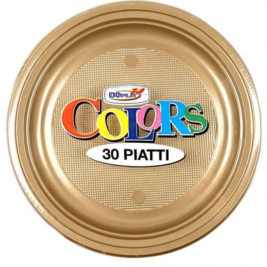 Farfurii Plastic OTI Gold, Diametru 22 cm, 30 Buc/Set, Culoare Auriu, Farfurii Aniversare, Farfurii Petrecere, Set Farfurii de Plastic, Farfurii Plastic de Unica Folosinta, Vesela de Unica Folosinta, Farfurii Plastic pentru Petreceri