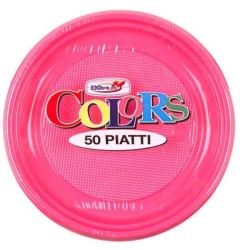 Farfurii Plastic OTI Dopla, Diametru 17 cm, 50 Buc/Set, Culoare Fuchsia, Farfurii Aniversare, Farfurii Petrecere, Set Farfurii de Plastic, Farfurii Plastic de Unica Folosinta, Vesela de Unica Folosinta, Farfurii Plastic pentru Petreceri
