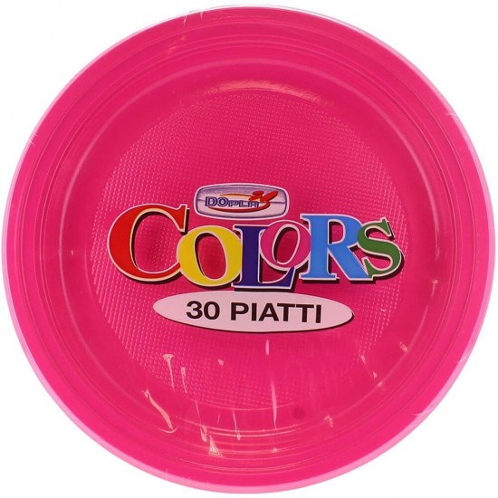 Farfurii Plastic OTI Dopla, Diametru 22 cm, 30 Buc/Set, Adanci, Culoare Fuchsia, Farfurii Aniversare, Farfurii Petrecere, Set Farfurii de Plastic, Farfurii Plastic de Unica Folosinta, Vesela de Unica Folosinta, Farfurii Plastic pentru Petreceri