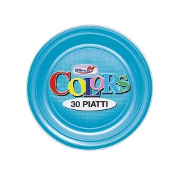 Farfurii Plastic OTI Dopla, Diametru 22 cm, 30 Buc/Set, Adanci, Culoare Bleu, Farfurii Aniversare, Farfurii Petrecere, Set Farfurii de Plastic, Farfurii Plastic de Unica Folosinta, Vesela de Unica Folosinta, Farfurii Plastic pentru Petreceri