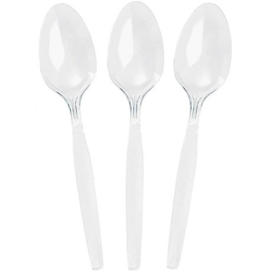 Linguri Plastic de Unica Folosinta OTI Lux, 100 Buc/Set, Lungime 16.3 cm, Transparente, Set Linguri de Plastic, Tacamuri de Unica Folosinta, Linguri Transparente din Plastic, Linguri din Plastic Transparent, Linguri pentru Catering
