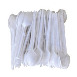 Linguri din Plastic de Unica Folosinta OTI, 100 Buc/Set, Lungime 16.3 cm, Culoare Alba, Set Linguri din Plastic, Tacamuri de Unica Folosinta, Linguri Albe din Plastic, Linguri de Unica Folosinta, Linguri din Plastic pentru Catering