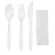 Set Tacamuri Plastic Unica Folosinta OTI, 100 Buc/Set, Furculita, Lingura, Cutit si Servetel, Transparent, Tacamuri Fast Food, Set Plastic pentru Catering, Seturi Unica Folosinta, Tacamuri de Unica Folosinta, Tacamuri de Plastic