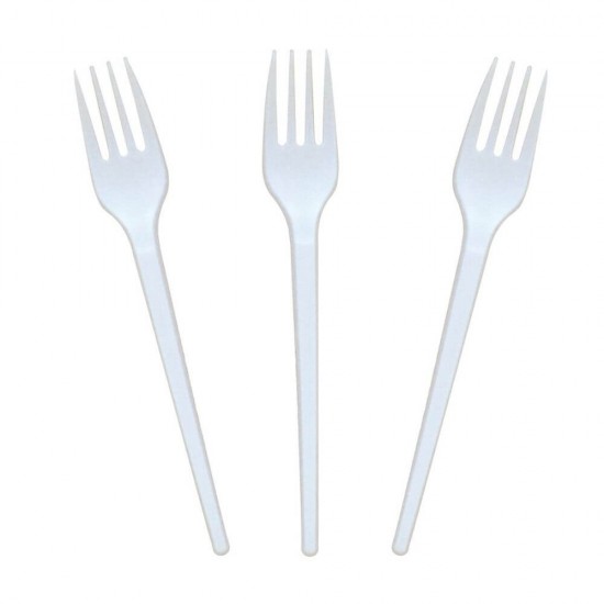 Furculite din Plastic, Unica Folosinta, 20 Buc/Set, 16.5 cm, Culoare Alba, Tacamuri de Unica Folosinta, Furculite Albe din Plastic, Furculite de Unica Folosinta, Furculite din Plastic pentru Catering, Furculite din Plastic Unica Folosinta