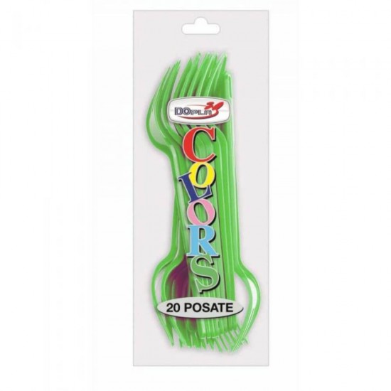 Furculite Plastic OTI Dopla, 20 Buc/Set,16.5 cm, Verde, Furculite Verzi de Plastic, Tacamuri de Unica Folosinta, Furculite de Unica Folosinta, Furculite din Plastic pentru Catering, Furculite din Plastic Unica Folosinta