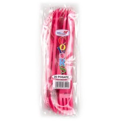 Furculite Plastic OTI Dopla, 20 Buc/Set,16.5 cm, Fuchsia, Furculite Fuchsia de Plastic, Tacamuri de Unica Folosinta, Furculite de Unica Folosinta, Furculite din Plastic pentru Catering, Furculite din Plastic Unica Folosinta