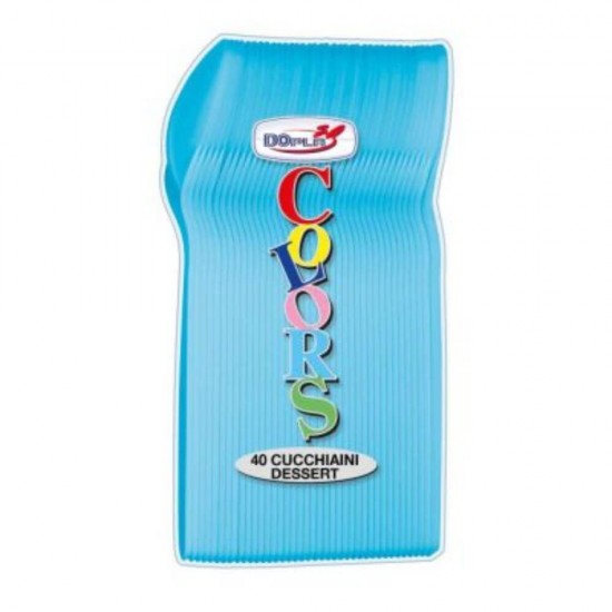 Lingurite Plastic OTI Dopla, 40 Buc/Set, 12 cm, Bleu, Lingurite Bleu de Plastic, Lingurite pentru Desert, Lingurite din Plastic pentru Prajituri, Set de Lingurite de Unica Folosinta, Set de Lingurite Plastic, Tacamuri de Unica Folosinta