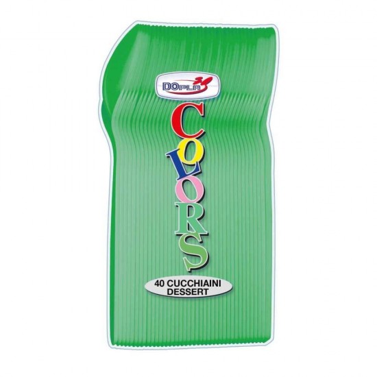Lingurite Plastic OTI Dopla, 40 Buc/Set, 12 cm, Verde, Lingurite Verzi de Plastic, Lingurite pentru Desert, Lingurite din Plastic pentru Prajituri, Set de Lingurite de Unica Folosinta, Set de Lingurite Plastic, Tacamuri de Unica Folosinta