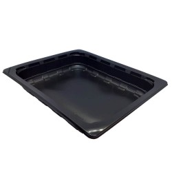 Set 200 Tavite Termosudabile, 225x175x42 mm, Polipropilena, Negre, fara Capac, Tavite Negre pentru Alimente, Tavite Plastic pentru Transport Alimente, Set Tavite Negre de Plastic pentru Catering, Caserole Plastic pentru Delivery, Caserola pentru Catering