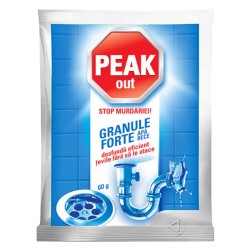 Granule Desfundat Tevi Peak Out Forte, Apa Rece, 60 g, Granule Desfundat Tevi cu Actiune Simpla, Granule Desfundat care Dizolva Depunerile de Par, Granule Desfundat care Dizolva Depunerile de Sapun