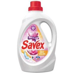 Detergent Lichid Automat de Rufe SAVEX 2 in 1 Color, Cantitate 1L, 20 Spalari, Parfum Floral, Detergent Lichid pentru Rufe Colorate, Detergent Automat pentru Haine Colorate, Detergenti Lichid pentru Haine, Solutii Curatare a Hainelor