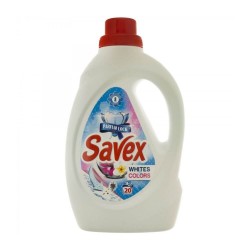 Detergent Lichid Automat de Rufe SAVEX 2 in 1 Whites and Colors, Cantitate 1L, 20 Spalari, Parfum Fresh, Detergent Lichid pentru Rufe, Detergent Automat pentru Haine, Detergenti Lichid pentru Haine, Solutii Curatare a Hainelor
