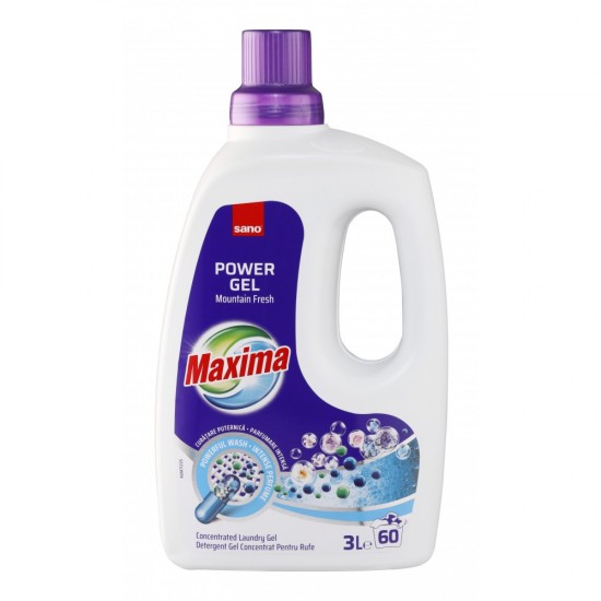 Detergent Gel Concentrat Rufe Sano Maxima Mountain Fresh, 3 L, Parfum Proaspat, Detergent Concentrat Rufe, Detergent Rufe, Detergent Gel Rufe, Detergent Haine Colorate, Detergent Lichid, Detergent Concentrat Haine