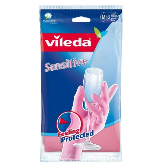 Manusi Menaj Vileda Sensitive, M, Roz, 1 Pereche, din Latex, Manusi Latex, Manusi de Latex, Manusi de Cauciuc, Manusi de Menaj, Manusi pentru Curatenie, Manusi Cauciuc, Manusi Roz de Latex, Manusi Roz de Menaj, Manusi Marimea M