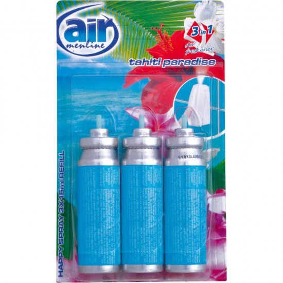 Rezerve Odorizant Spray AIR Tahiti Paradise, 15 ml, 3 Buc/Set, Rezerve Odorizante Camera, Rezerve Odorizante Casa, Rezerve Odorizant Pulverizator de Camera, Rezerve Odorizante cu Pulverizare pentru Camera, Rezerve Odorizante Spray pentru Interior