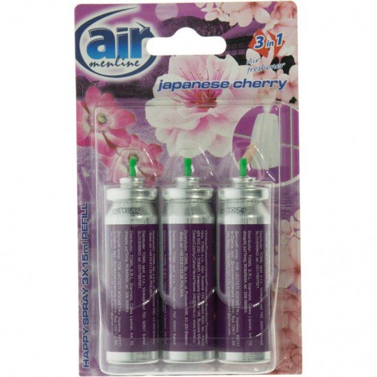 Rezerve Odorizant Spray AIR Japanese Cherry, 15 ml, 3 Buc/Set, Rezerve Odorizante Camera, Rezerve Odorizante Casa, Rezerve Odorizant Pulverizator de Camera, Rezerve Odorizante cu Pulverizare pentru Camera, Rezerve Odorizante Spray pentru Interior