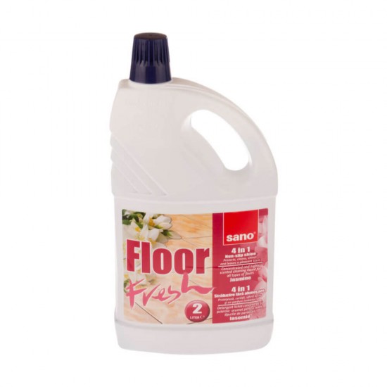 Detergent Lichid Pardoseli Sano Floor Fresh, 2 L, Parfum de Iasomie, Concentrat, Toate Tipurile de Pardoseli, Detergent Pardoseli, Detergent Universal Pardoseli, Solutie Curatare Pardoseli, Detergent Podea, Solutie Universala Podea