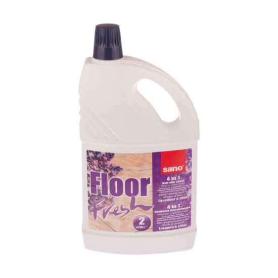 Detergent Lichid Pardoseli Sano Floor Fresh, 2 L, Parfum Lavanda si Liliac, Concentrat, Toate Tipurile de Pardoseli, Detergent Universal Pardoseli, Solutie Curatare Pardoseli, Detergent Podea, Detergent Universal Podea, Solutie Universala Podea