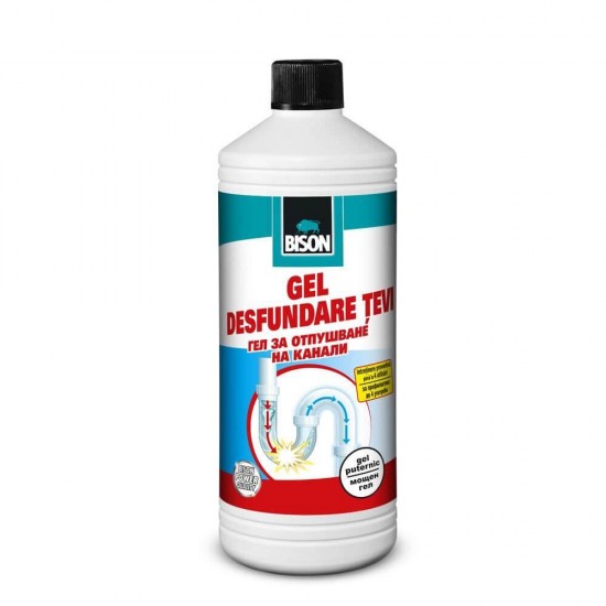 Solutie Desfundare Tevi Bison, 1 L, Gel, Solutie Puternica pentru Desfundarea Tevilor, Gel Desfundat Tevi, Solutii Puternice pentru Desfundarea Tevilor, Solutii Desfundat Tevile, Solutie de Curatat Instalatie Sanitara