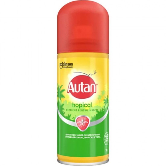 Solutie Spray Anti-Intepaturi Insecte AUTAN Tropical, 100 ml, Solutie Spray Protectoare Intepaturi Insecte, Spray Contra Intepaturilor de Insecte, Solutie Spray Anti Intepaturi Tantari, Solutii Protectie Anti Muscaturi Tantari, Solutie Protectie Tantari
