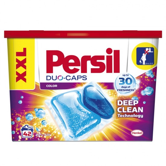 Detergent de Curatare Rufe PERSIL Duo-Caps Color Deep Clean, 42 Capsule, Parfum Fresh, Detergent Capsule Persil, Detergent Automat Capsule, Detergent Capsule pentru Haine, Detergent Capsule pentru Rufe, Capsule Detergent pentru Haine