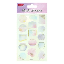 Abtibilduri DACO Washi, Model Notite, 15 Buc/Set, Multicolor, Stickere Decorative, Stickere pentru Copii, Abtibilduri Copii, Abtibilduri pentru Mobila, Autocolante Decorative