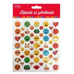 Abtibilduri DACO, Lipeste si Zambeste, Model Smiley, Multicolor, 58 Buc/Set, Autocolante Copii, Stickere Decorative, Stickere pentru Copii, Set de Abtibilduri, Abtibilduri Copii, Abtibilduri pentru Mobila, Autocolante Mobilier, Autocolante Decorative