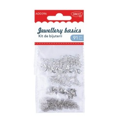 Kit de Bijuterii Daco, 91 Buc, Diverse Dimensiuni, Metal Argintiu