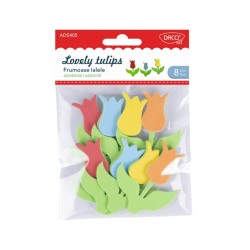 Set 8 Frumoase Lalele Daco, 7 cm, Spuma Autoadeziva, Multicolor