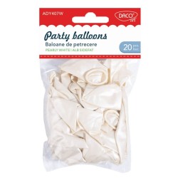 Set 20 Baloane de Petrecere Daco, 25 cm, Latex, Alb Sidefat Set 20 Baloane de Petrecere Daco, 25 cm, Latex, Alb Sidefat