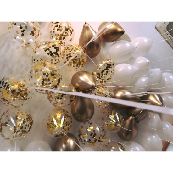 Set 20 Baloane de Petrecere Daco, 25 cm, Latex, Alb Sidefat