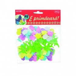 Spuma Autoadeziva DACO, 92 Buc/Set, Model Primavara, Multicolor, Accesorii Craft, Accesorii Creatie, Flori Decorative din Spuma, Fluturasi Decorativi cu Adeziv, Floricele Decorative cu Lipici, Fluturi Decorativi din Spuma, Fluturasi cu Lipici