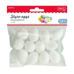 Oua Polistiren DACO,12 Buc/Set, 3.5 cm, Alb, Oua de Pictat, Oua de Paste din Polistiren, Oua de Paste de Pictat, Oua Polistiren Pentru Decorat, Oua Polistiren, Oua Polistiren pentru Pictat