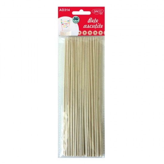 Bete Ascutite DACO, 50 Buc/Set, Lemn, Accesorii Craft, Accesorii Creatie, Betisoare Ascutite, Bete Subtiri, Bete de Lemn, Set Bete de Lemn, Bete Decorative, Bete pentru Lucru Manual, Betisoare, Betigase, Bete Lungi Subtiri