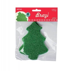 Brazi Spuma Glitter DACO, 13x10 cm, 6 Buc/Set, Verde, Accesorii Craft, Accesorii Creatie, Brazi din Spuma, Brad din Spuma, Forme Decorative din Spuma, Brad Decorativ Spuma, Brazi Decorativi din Spuma