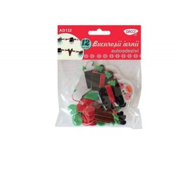 Forme Fetru 3D Autoadeziv DACO,12 Buc/Set, Bucurosii Iernii, Dimensiuni Variabile, Multicolor, Accesorii Craft, Accesorii Creatie, Forme Craciun din Pasla, Forme Craciun Autoadezive, Forme Craciun din Fetru Autoadezive, Forme Craciun Pasla