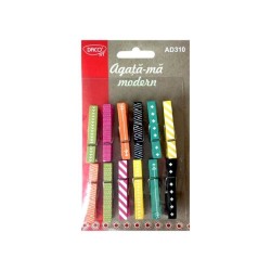 Carlige Lemn DACO, 12 Buc/Set, Agata-ma Modern, Multicolor Cleme Lemn Decorative, Carlige Lemn Decorative, Carlige Colorate, Set de Carlige din Lemn, Carlige Multicolore, Accesorii Craft, Accesorii Creatie