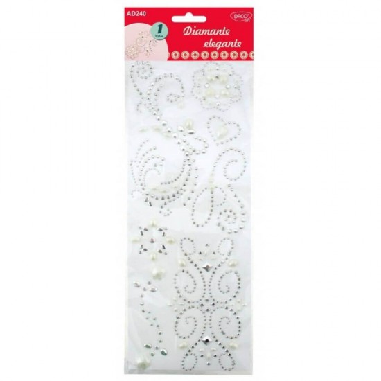 Diamante Elegante DACO, 11.5x30.5 mm, Argintie, Plastic, Diamante Plastic, Diamante Decorative, Cristale Adezive, Diamante Autoadezive Plastic, Pietricele Autoadezive Plastic, Strasuri Autoadezive, Accesorii Craft, Accesorii Creatie