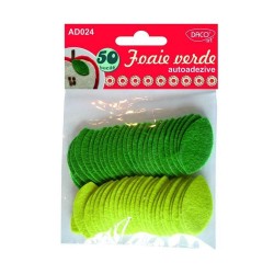 Foaie Verde Autoadeziva DACO, 30 mm, 50 Buc/Set, Culoare Verde, Frunze Autoadezive din Spuma, Frunze Decorative Daco, Accesorii Craft, Accesorii Creatie, Frunze Colorate Spuma, Decoratiune Spuma Frunza