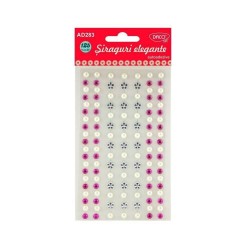 Forme Plastic Autoadeziv DACO, Model Siraguri Elegante, Dimensiuni Variabile, 125 Buc/Set, Multicolor, Accesorii Craft, Perle din Plastic Adezive, Perle Colorate Adezive, Perle de Lipit, Perele Autoadezive, Forme Decorative Plastic Adeziv