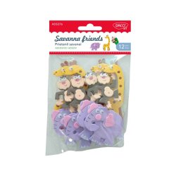 Forme Autoadezive din Spuma Daco 12 Buc/Set, Model Pritenii Savanei, Multicolor, Girafe Spuma Autoadeziva, Elefanti Spuma Autoadeziva, Stickere Autoadezive, Stickere Spuma Autoadezive, Abtibiluri Spuma, Abtibilduri Spuma Autoadeziva