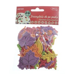 Forme Spuma Autoadeziva DACO, 80 Buc/Set, Frunzaris de Podis, Dimensiuni Variabile, Multicolor, Accesorii Craft, Accesorii Creatie, Frunze din Spuma, Frunze Colorate Spuma Autoadeziva, Forme Decorative Spuma Adeziva, Frunza Spuma Adeziva
