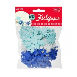 Forme Spuma Autoadeziva DACO, Model Fulgusor, Dimensiuni Variabile, 30 Buc/Set, Multicolor, Accesorii Craft, Accesorii Creatie, Fulgi de Zapada Autoadezivi, Fulgi din Spuma, Fulgi Autoadezivi Daco, Fulgi din Spuma Iarna