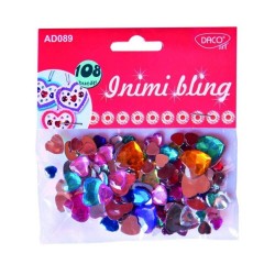 Inimi Plastic DACO, 108 Buc/Set, Multicolor, Accesorii Craft, Accesorii Creatie, Inimi Decorative Plastic, Strasuri Inimi, Inimioare Decorative, Inimioare Plastic Ornamentale, Inimi Plastic pentru Lipit, Inimioare pentru Lucru Manual, Strasuri