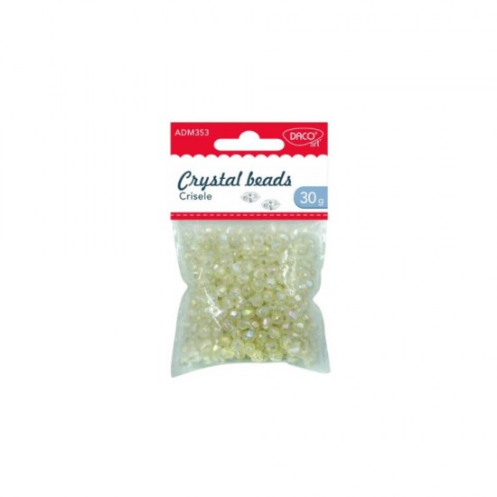 Margele Plastic DACO, 6 mm, 30 g, Model Crisele, Transparente, Accesorii Creatie, Accesorii Craft, Margele din Plastic Transparente, Mergele din Plastic, Margele Plastic Bratari, Margele Transparente Bijuterii, Margele Transparente