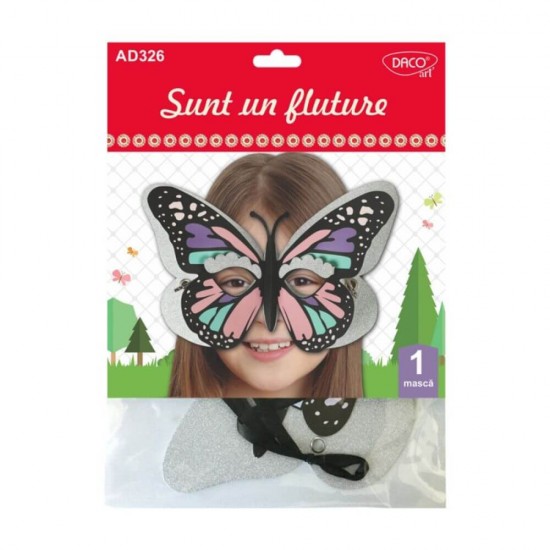 Masca Carton DACO, Model Fluture, 1 Buc/Set, Multicolor, Masti Animale Copii, Masti Tematice pentru Copii, Masti Petrecere, Accesorii Craft, Accesorii Creatie, Masca pentru Copii, Masca Model Fluturas, Masca din Carton pentru Copii