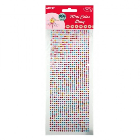 Diamante Mini-Color Bling DACO, 990 Buc/Set, Multicolor, Plastic, Diamante Plastic, Diamante Decorative, Cristale Adezive, Diamante Autoadezive Plastic, Pietricele Autoadezive Plastic, Strasuri Autoadezive, Accesorii Craft, Accesorii Creatie